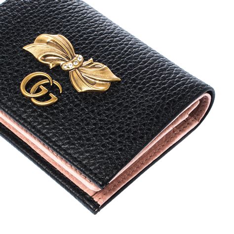 petite marmont leather card case gucci|Gucci card case with bow.